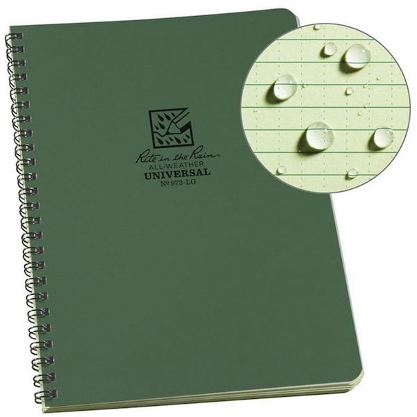 Rite In The Rain 6.629 x 8.5 in. Side Spiral Notebook, Green 360191 - main